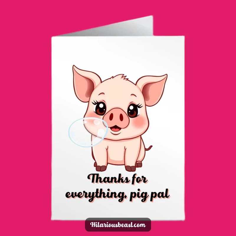 Free Printable Piglet Thank You Card: Cute Bubbly Thanks Downloadable