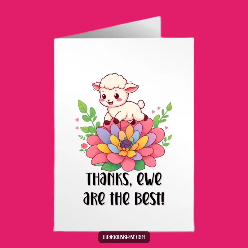 Free Printable Sheep Thank You Card: Leaping Cub's Gratitude - Funny Downloadable Gift