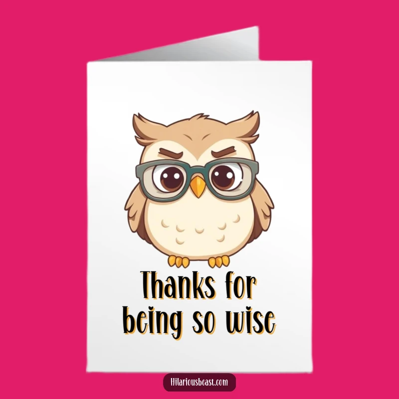 Free Printable Thank You Card - Confused Owl Expresses Gratitude Downloadable