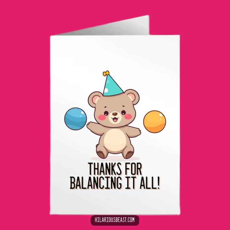 Free Printable Thank You Card: Juggling Bear Cub Appreciation, Downloadable DIY Gift