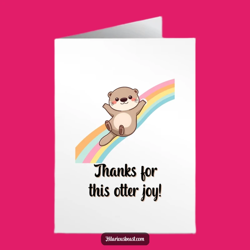 Free Printable Thank You Card: Otter's Rainbow Gratitude - Downloadable Cheerful Thanks