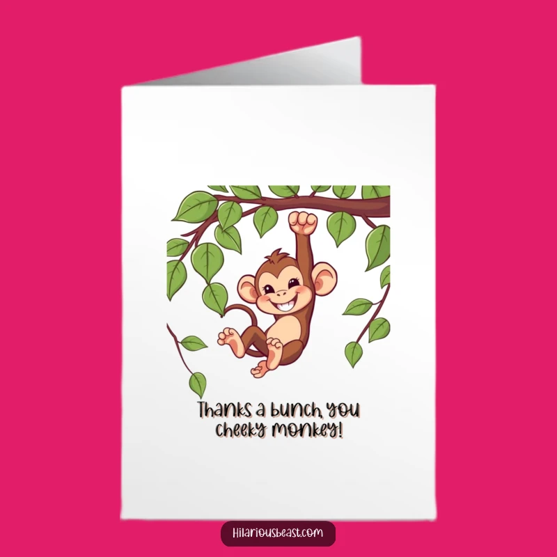 Free Printable Monkey Thank You Card: Swinging Thanks Downloadable for Appreciation