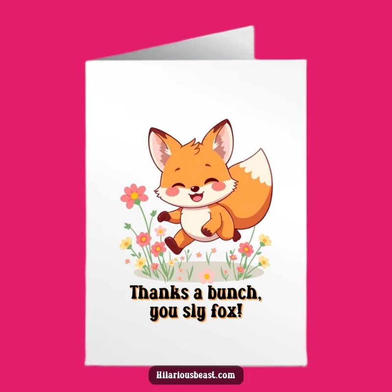 Free Printable Thank You: Smiling Fox Leaping Gratitude Downloadable Gift