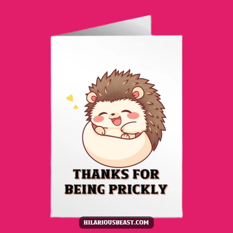Free Printable Hedgehog Thank You Card: Giggling Ball, Downloadable Funny Gift