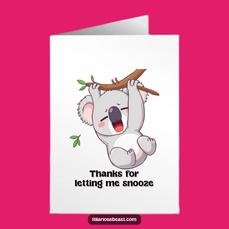 Free Printable Thank You Card: Sleepy Koala Yawn Funny Downloadable Gift for Appreciation