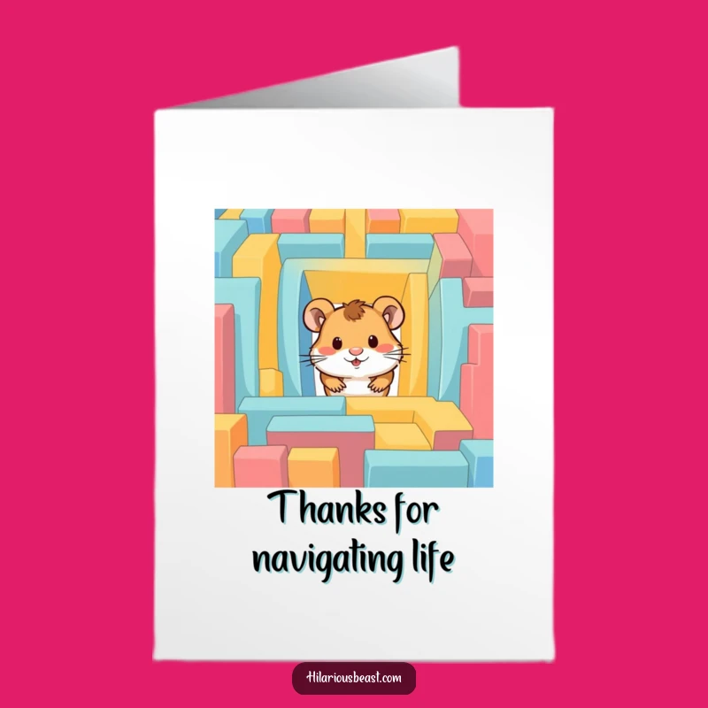 Funny Free Printable Thank You Card: Hamster Maze Escape - Downloadable Gratitude