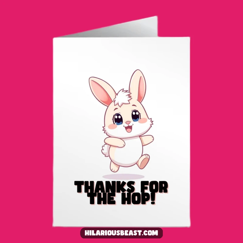 Free Printable Bunny Thank You Card: Cute Hop Funny Downloadable Gift for Anyone