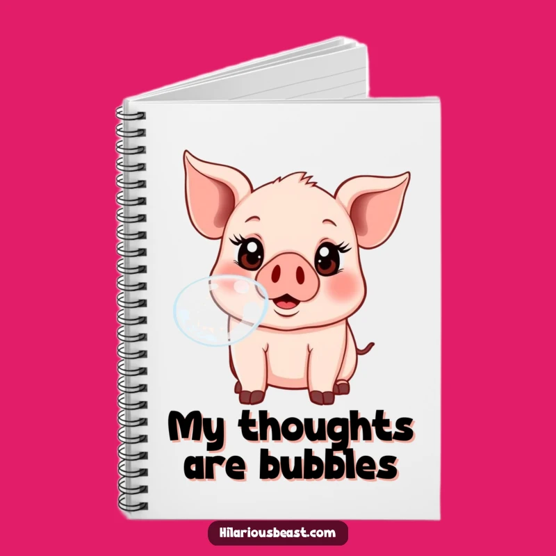 Funny Piglet Bubble Blowing Notebook - Silly Animal Journal for Ideas