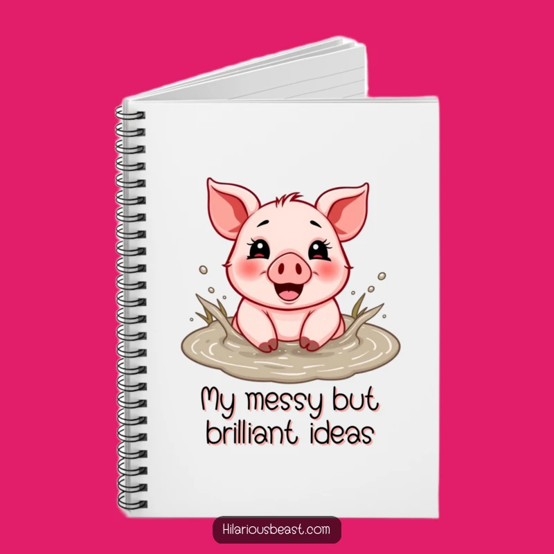 Funny Piglet Mud Puddle Notebook - Cheerful Journal