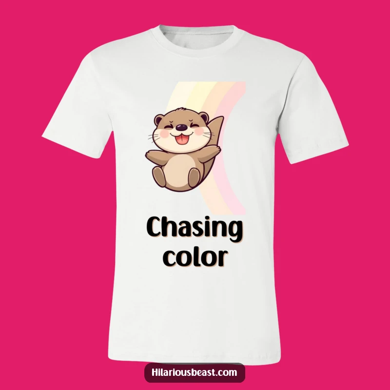 Funny Otter T-Shirt: Grinning Rainbow Slider - Pure Fun Funny Gift