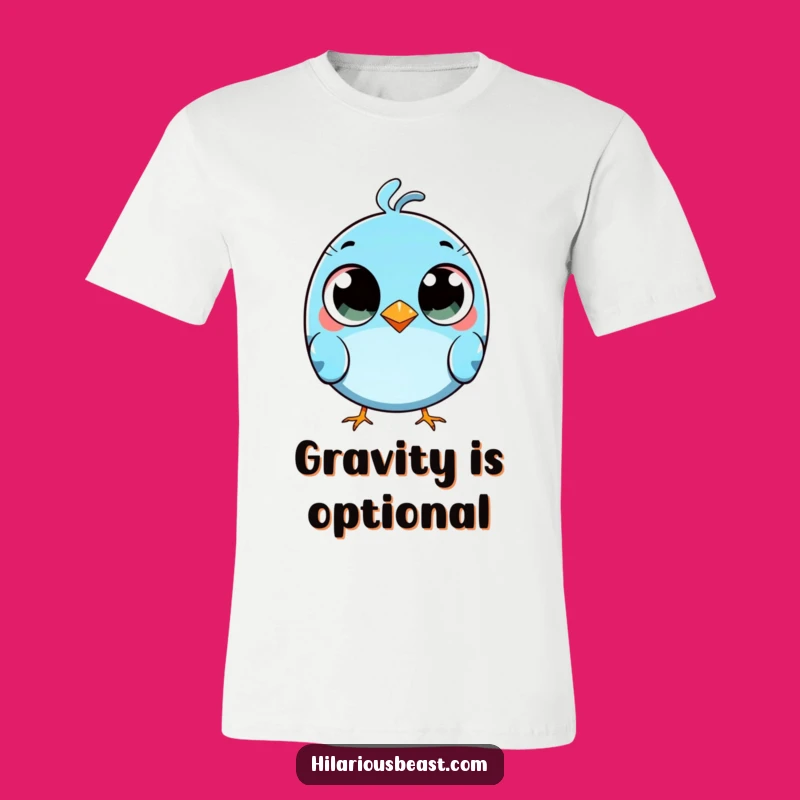 Funny Blue Bird Tripping T-Shirt: Wide-Eyed Clumsy Tee, Hilarious Gift