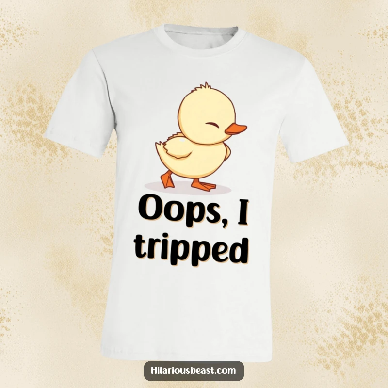 Funny Duckling T-Shirt: a small, waddling duckling hilariously tripping over its own feet in an adorable manner.