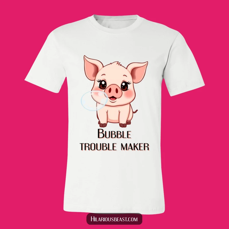 Funny Piglet Bubble Blowing T-Shirt - Silly Cute Animal Tee for Him Her