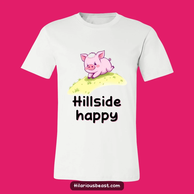 Funny Purple Piglet Rolling Tee - Happy Hillside Piggy Shirt Gift