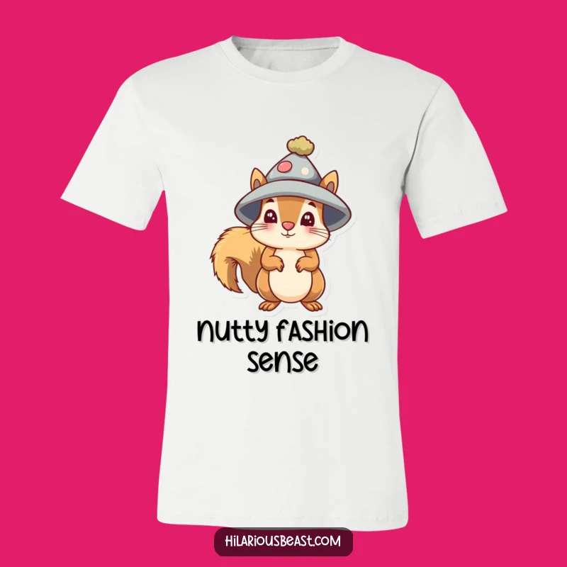 Funny Squirrel Bewildered T-Shirt: Silly Hat Tee, Comical Animal Gift