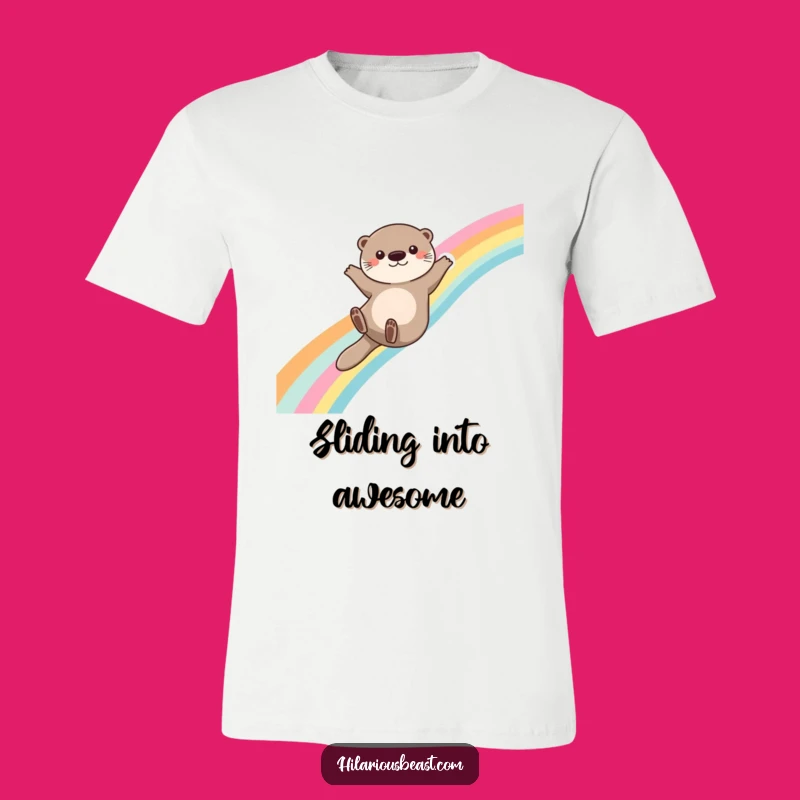 Funny Otter Sliding T-Shirt Embrace the Magic of Playful Adventures