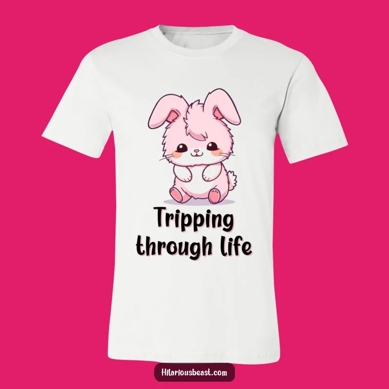 Funny Bunny T-Shirt: Comical Tripping Pink Creature Tee, Great Funny Gift