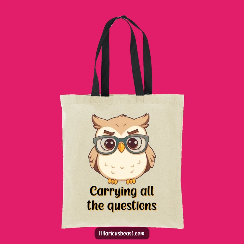 Funny Confused Owl Tote Bag - Durable & Hilarious Gift for Bookworms