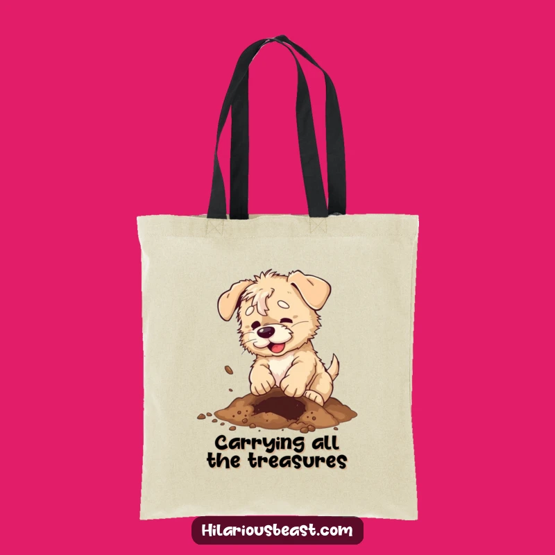 Funny Scruffy Puppy Digging Tote Bag, Hilarious Accessory for Dog Adventures