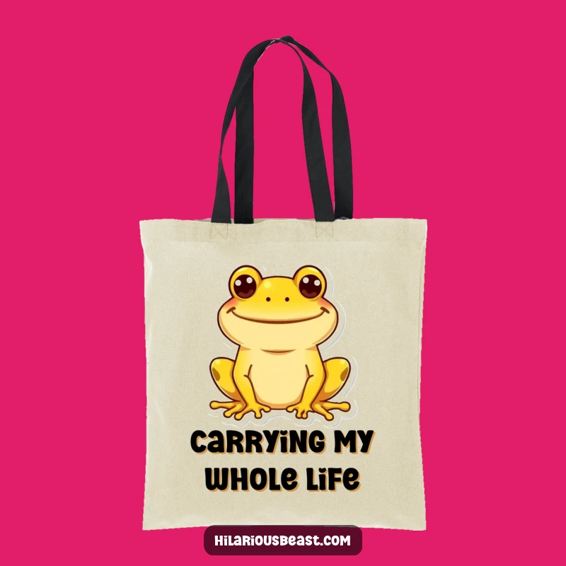 Funny Goofy Grin Frog Tote Bag, Cheerful Amphibian Carry-All, Humorous Gift Idea