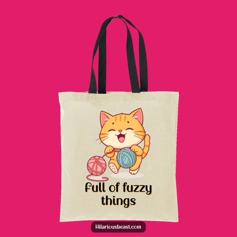 Funny Cat Tote Bag: Playful Chasing Carryall, Chic Funny Gift