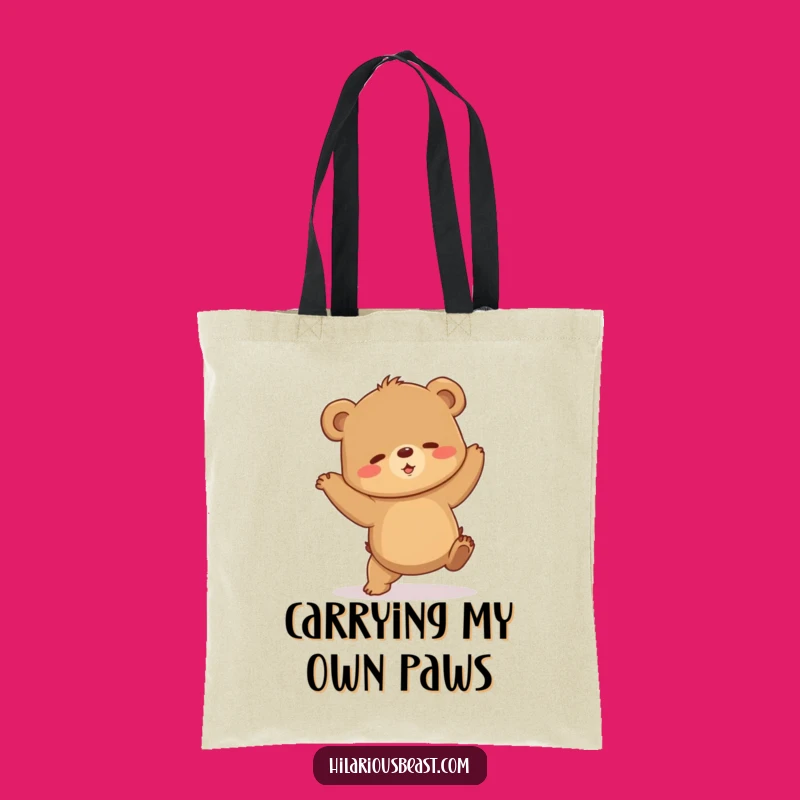 Funny Clumsy Bear Cub Tote Bag, Shaky Dance Carry-All, Humorous Gift Idea