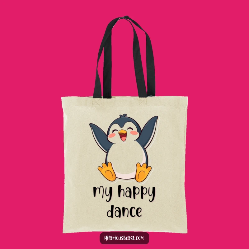 Funny Happy Penguin Tote Bag - Exaggerated Excitement Carryall Gift