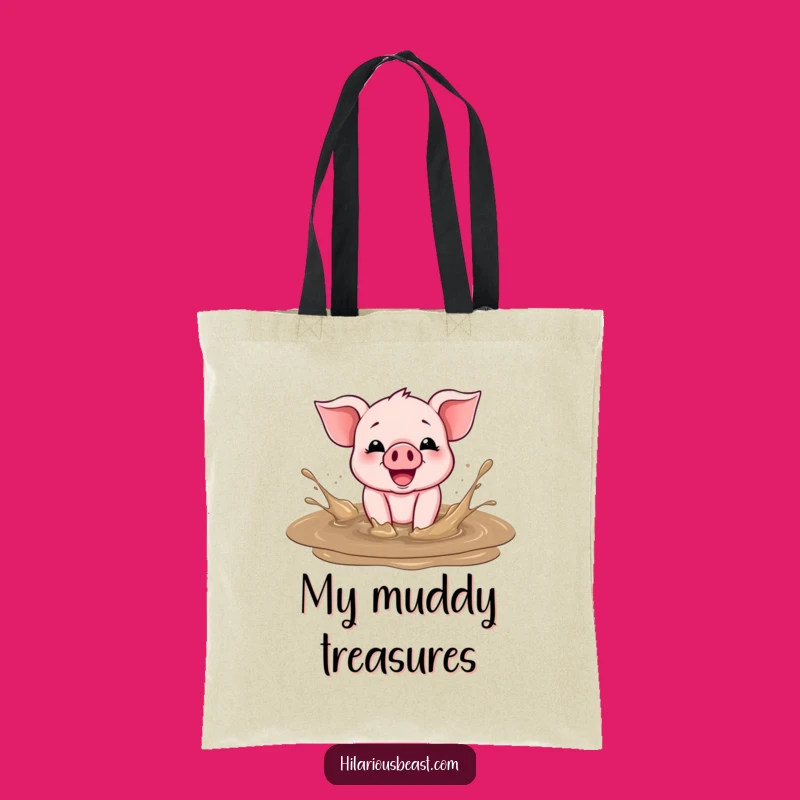 Funny Piglet Tote Bag: Cheerful Mud Splasher, Ideal Comedic Carry-All Gift