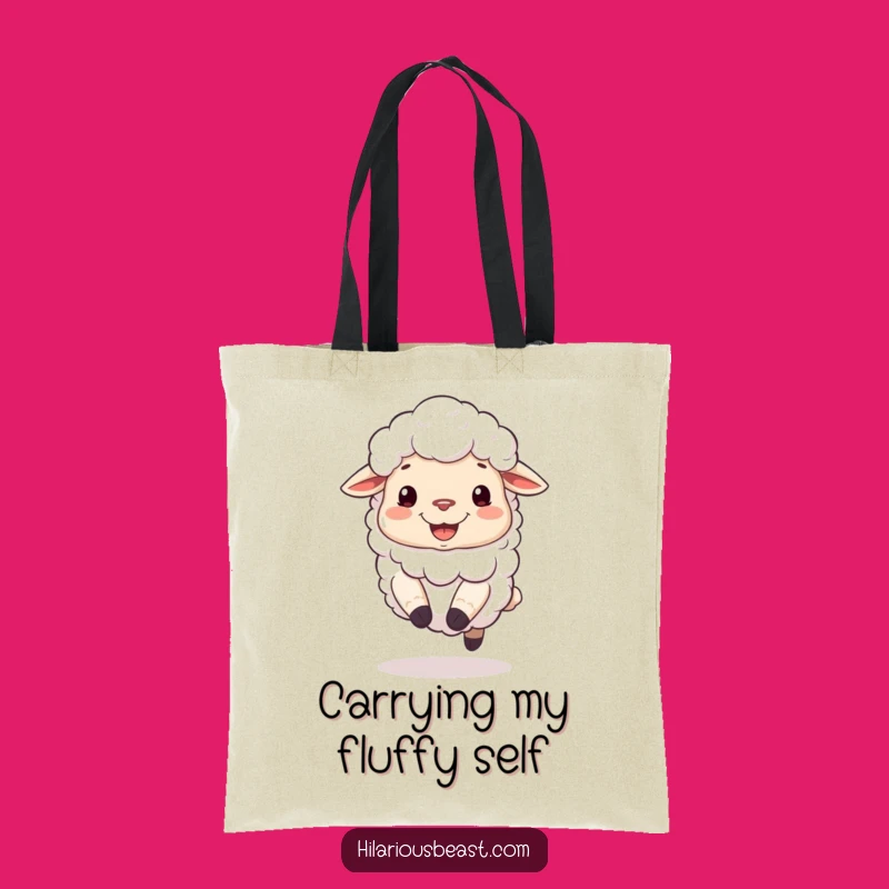 Funny Sheep Grin Tote Bag - Silly Bouncing Carryall