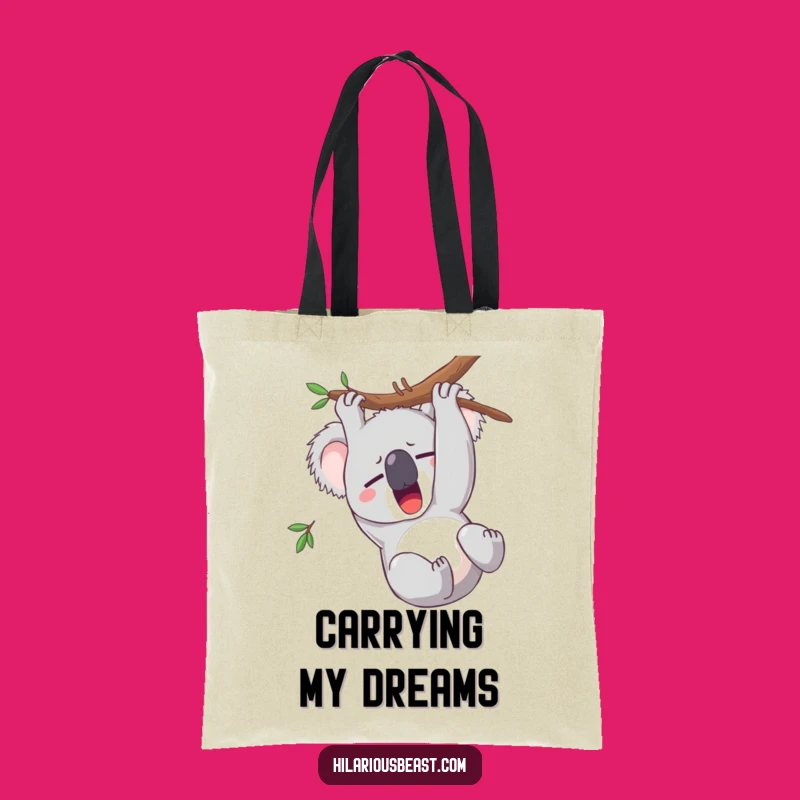 Funny Sleepy Koala Yawning Tote Bag, Eco-Friendly and Hilarious Shopping Companion